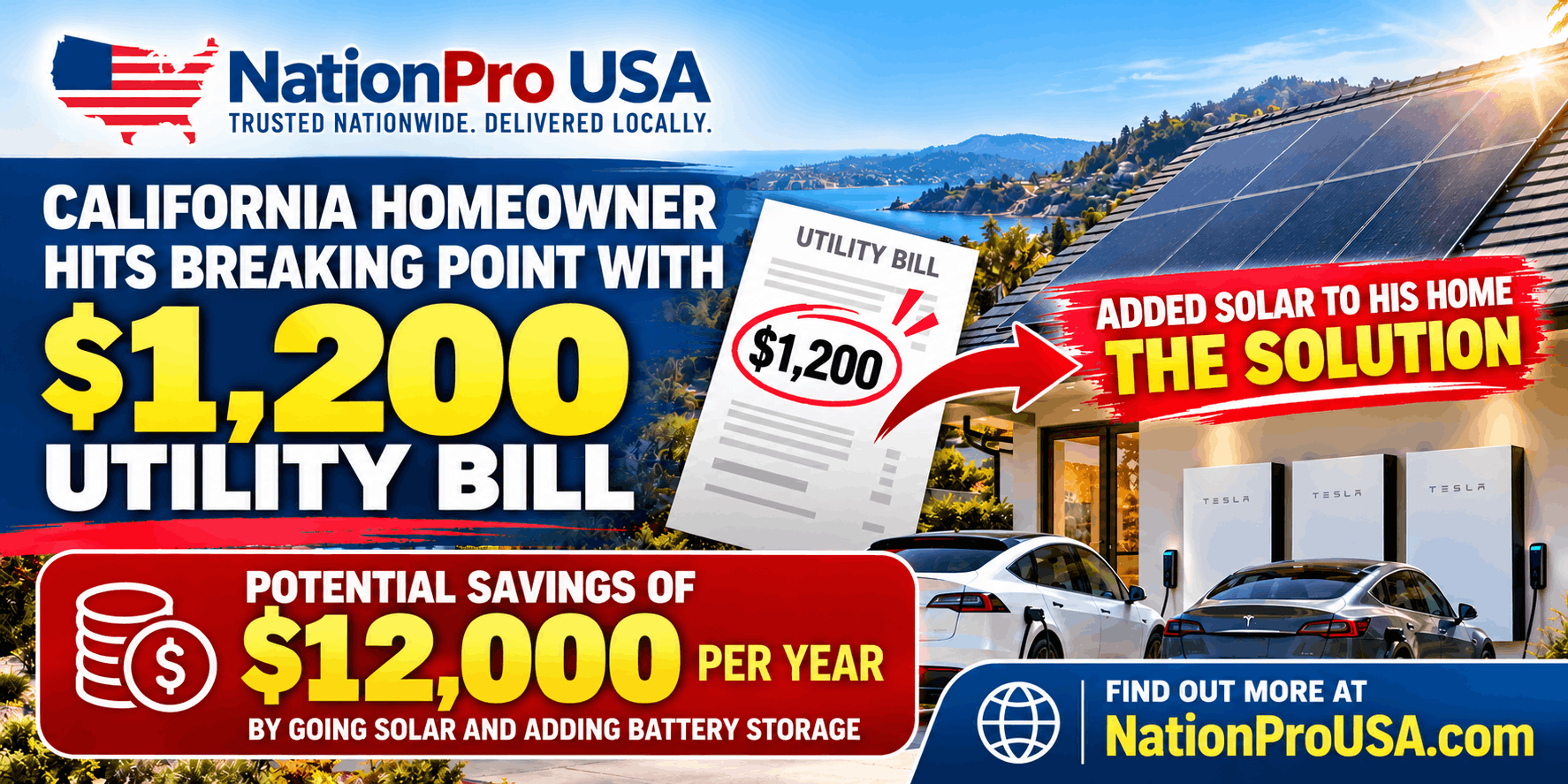 California home with rooftop solar and battery storage