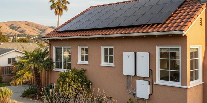 Electric vehicle charging at a California home with rooftop solar