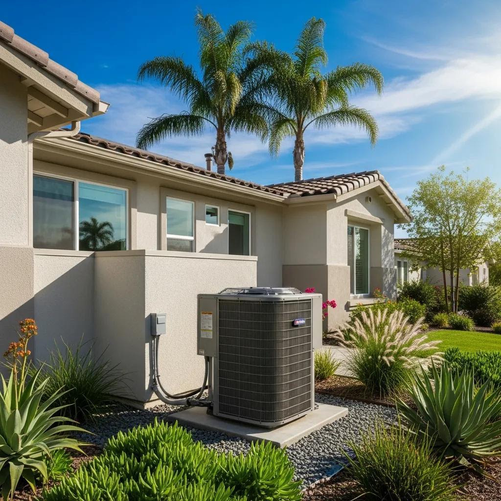 HVAC technician servicing a residential air conditioning system