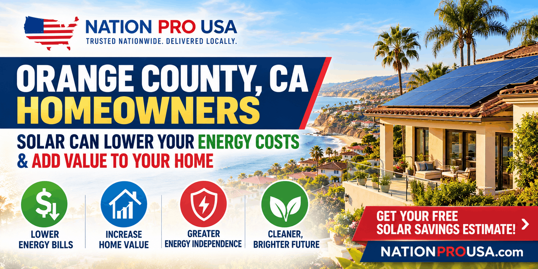 Orange County California home with rooftop solar panels