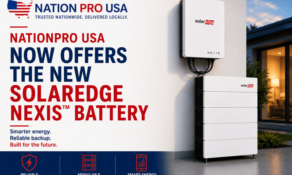 SolarEdge NEXIS modular battery system installed beside a modern home