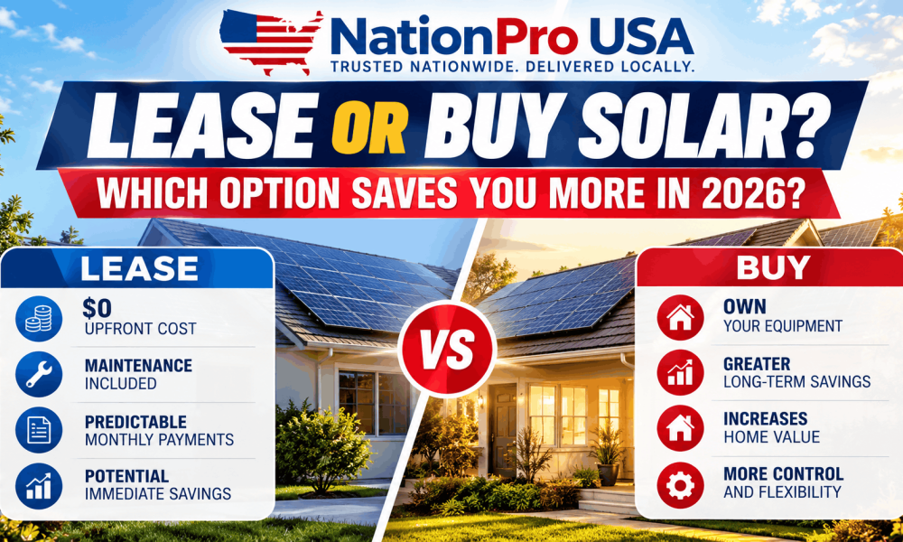 Homeowner comparing buying solar panels with leasing a solar energy system