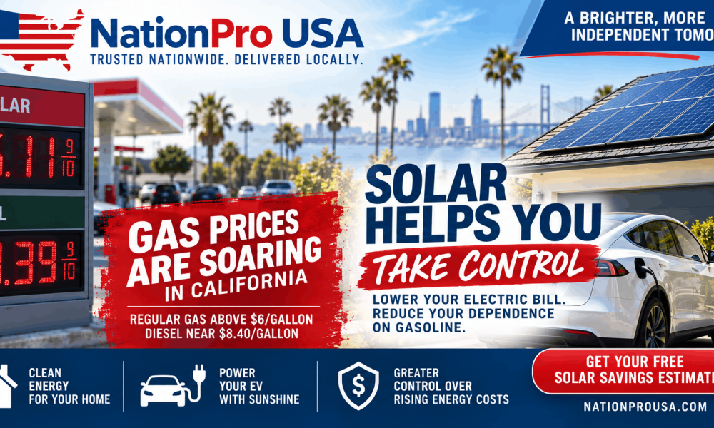 California home with rooftop solar panels charging an electric vehicle